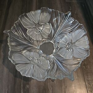 Mikasa Hibiscus Frosted Large Crystal Decorative Bowl 14inch